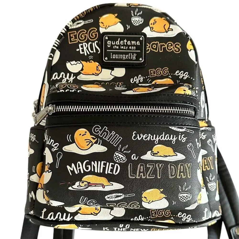 Rare Sanrio‎ Gudetama x Loungefly Mini Backpack in black colorway. - Picture 4 of 14